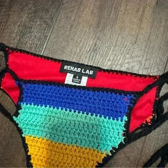 Rehab lab  y2k rainbow crochet swim bottoms S - Picture 3 of 4